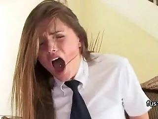 beautiful teen chick with awesome ass in school uniform