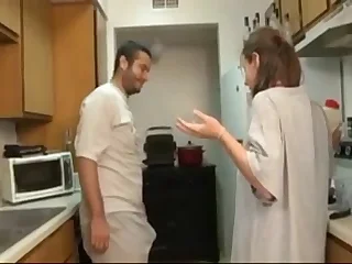 kin and sister blowjob in the kitchenette